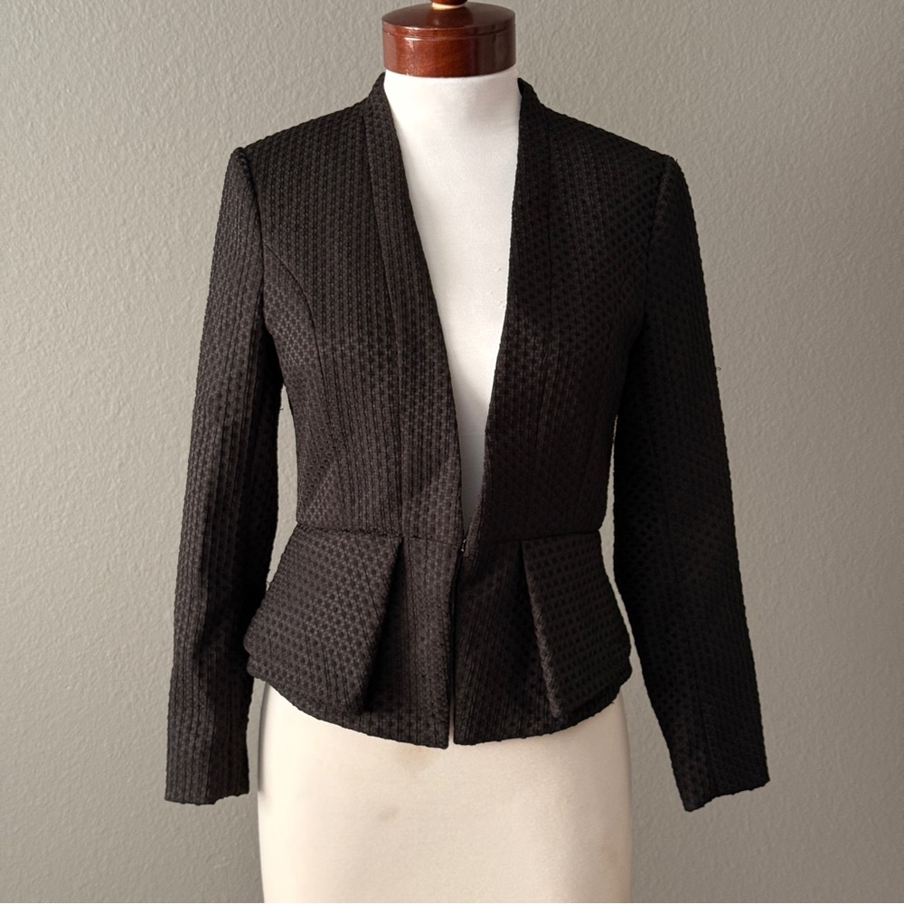 H&M Womens Black Peplum Blazer Jacket Sz 8 Fall Winter Business